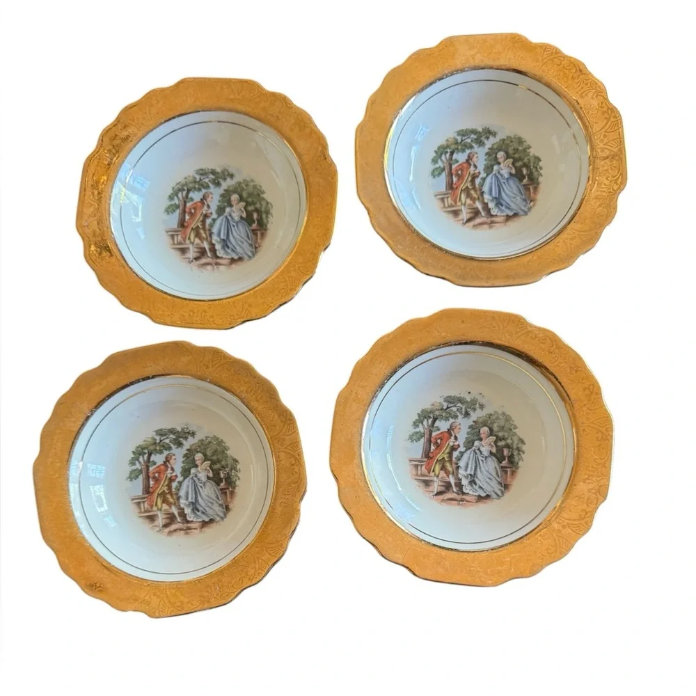 Vintage Elegant Gold and White Decorative Bowls Set